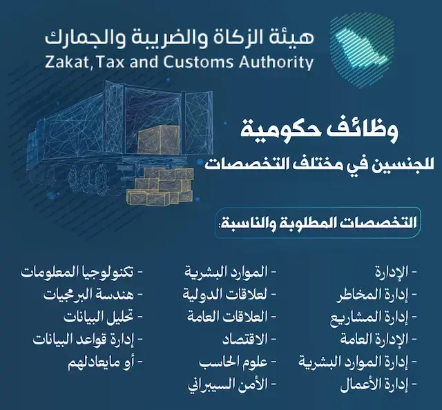 هيئة الزكاة والضريبة تعلن 6 وظائف شاغرة لحملة البكالوريوس فأعلى